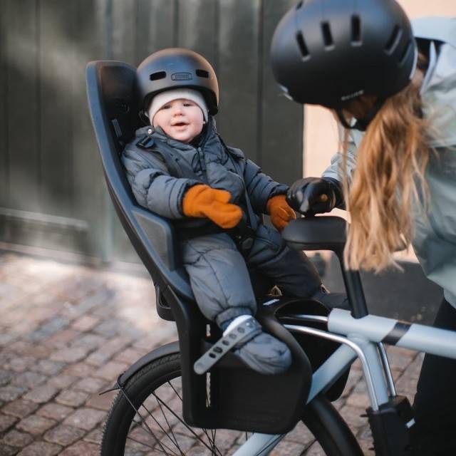 Scaun pentru copii, Thule Yepp 2 Maxi Majolica Blue Frame mounted, cu montare pe bicicleta in spate