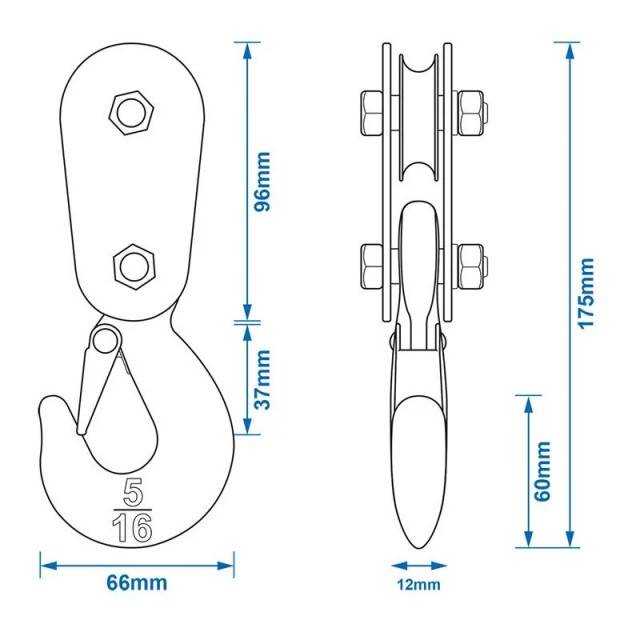 Scripete cu carlig pentru troliu electric