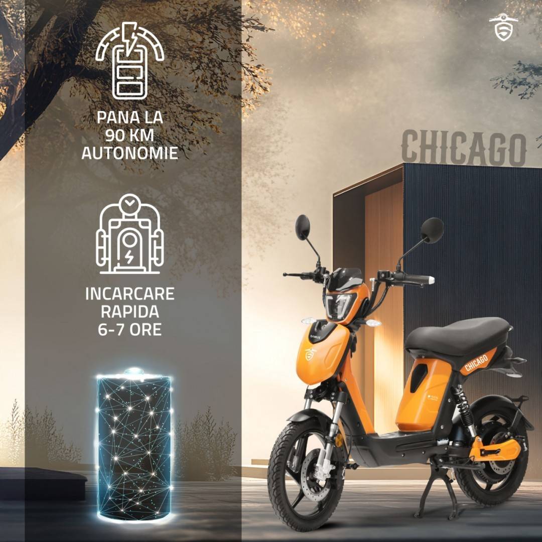 Scuter electric Samus Chicago-18T800-48V26-Portocaliu CIV INCLUS