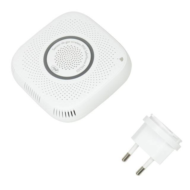 Senzor de gaz metan (CH4) PNI SafeHouse HS201 cu Wi-Fi, control din aplicatia Tuya Smart, alimentare 230V, 70dB, prompt vocal, alarma sonora si