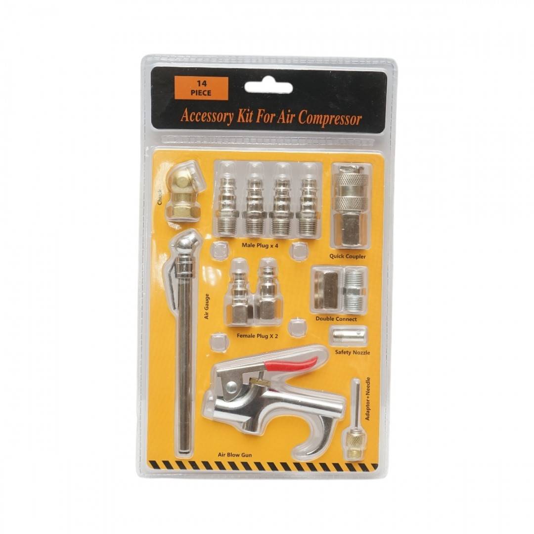 Set 14 accesorii compresor aer cu pistol suflare, conectori si cuple rapide universale