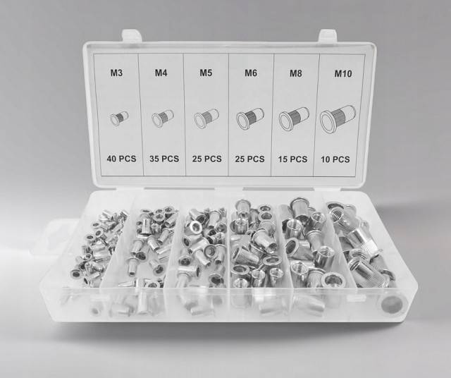 Set 150 buc Piulite nituibile aluminiu M3-M10 VERKE
