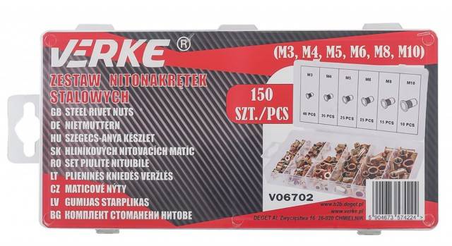 Set 150 buc Piulite nituibile M3-M10 VERKE