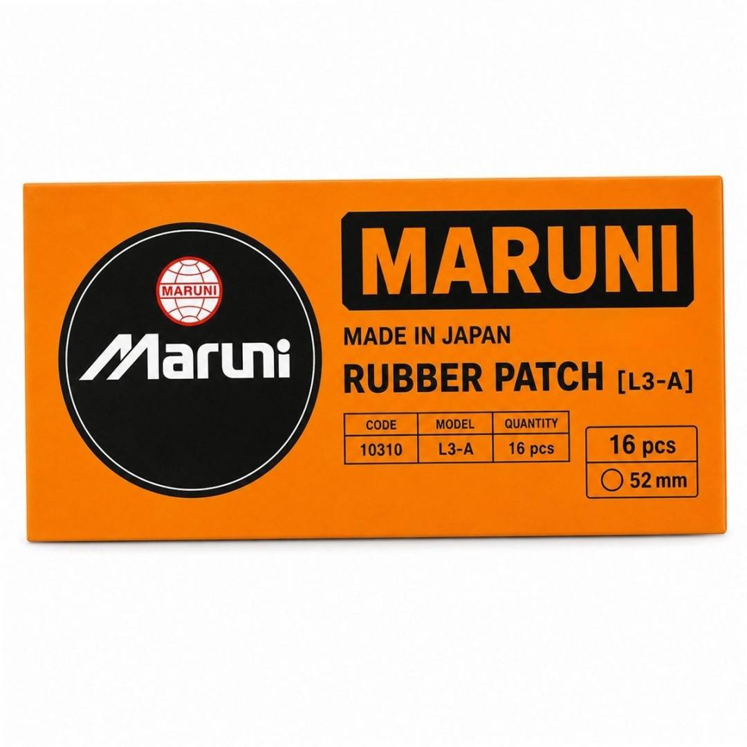Set 16 petice vulcanizare rotunde 52mm + 1 tub adeziv Super Valcarn G 22ml pentru camere de aer L3-A Maruni made in Japan