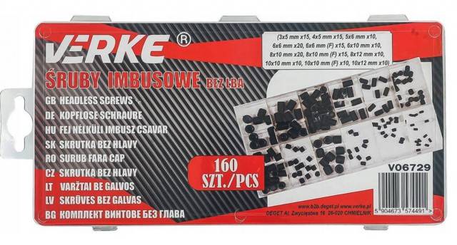 Set 160 buc Suruburi fara cap VERKE