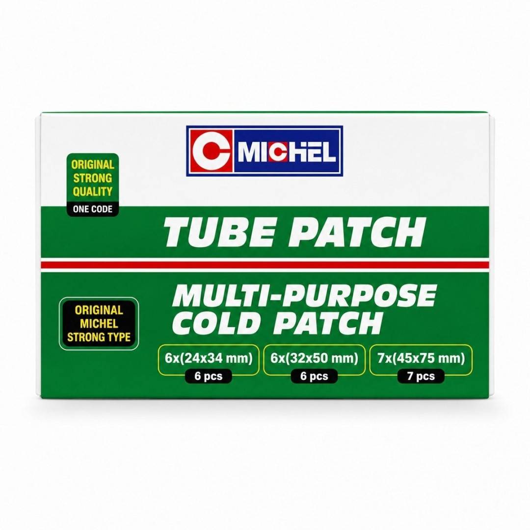 Set 19 petice vulcanizare dreptunghiulare 24x34mm, 6x32mm, 32x50mm, 45x75mm + 1 tub adeziv 20ml pentru camere de aer Michel