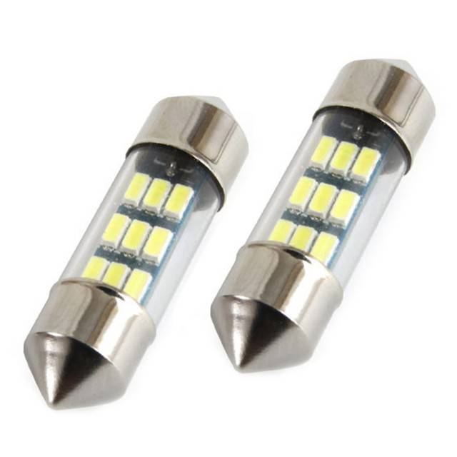 Set 2 becuri auto AMIO , LED 9 SMD 3014, 31mm, 12V, capac sticla, leduri alb sofit Festoon