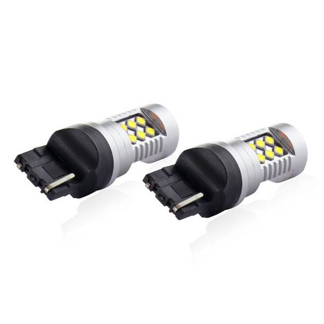 Set 2 becuri auto LED CANBUS 3030 24SMD T20 7440 W21W 12/24V alb