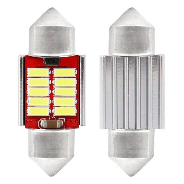 Set 2 becuri auto LED CANBUS 4014 10SMD C5W C10W C3W 12/24V ALB