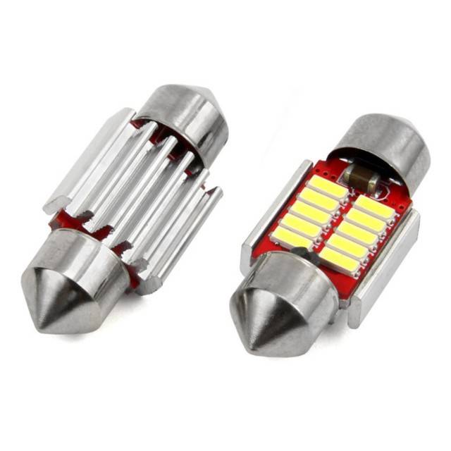 Set 2 becuri auto LED CANBUS 4014 10SMD C5W C10W C3W 12/24V ALB