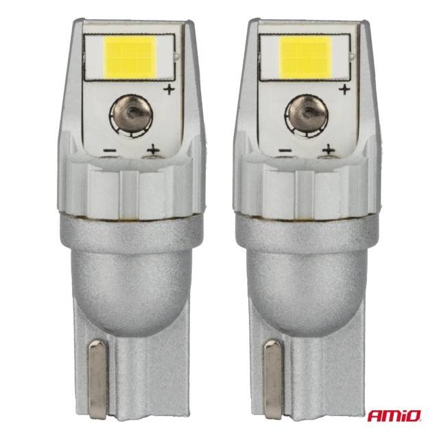 Set 2 becuri auto LED CANBUS alb T10 W5W 2SMD 3570 12V 24V