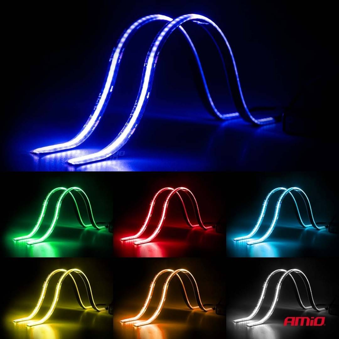 Set 2 benzi led flexibile cu telecomanda RGB 2x30 cm 12 V Amio
