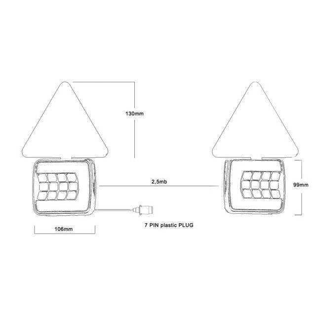 Set 2 lampi remorca cu LED, cablu si prindere magnetic