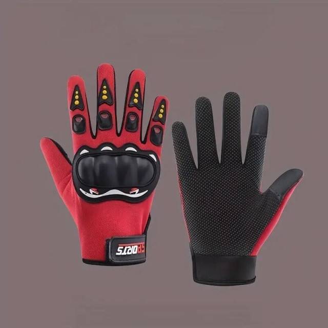 Set 2 manusi moto rosii, deget touchscreen