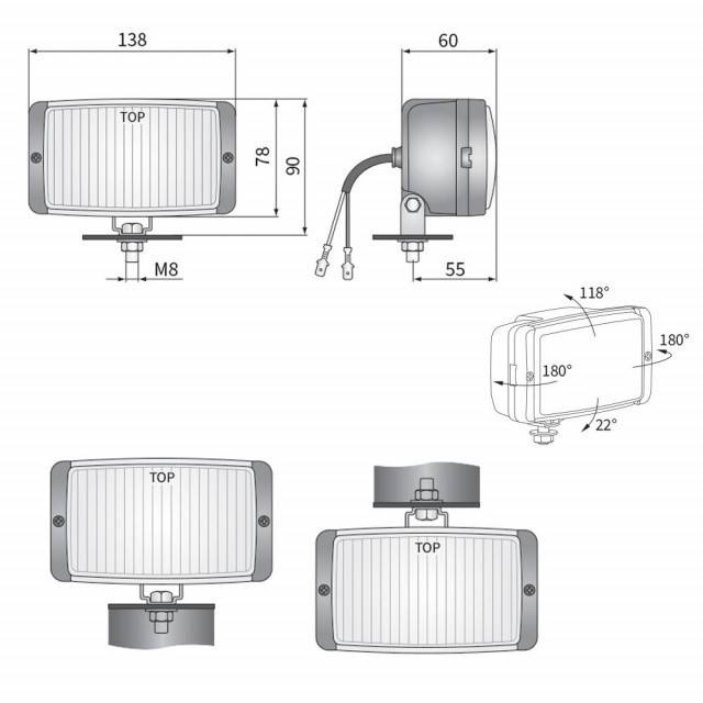 Set 2 Proiectoare 138x78, faza lunga, cu aparatoare