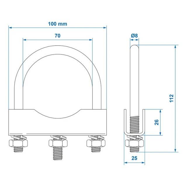 Set 2 suporti tip U pentru clema de fixare roata de manevra