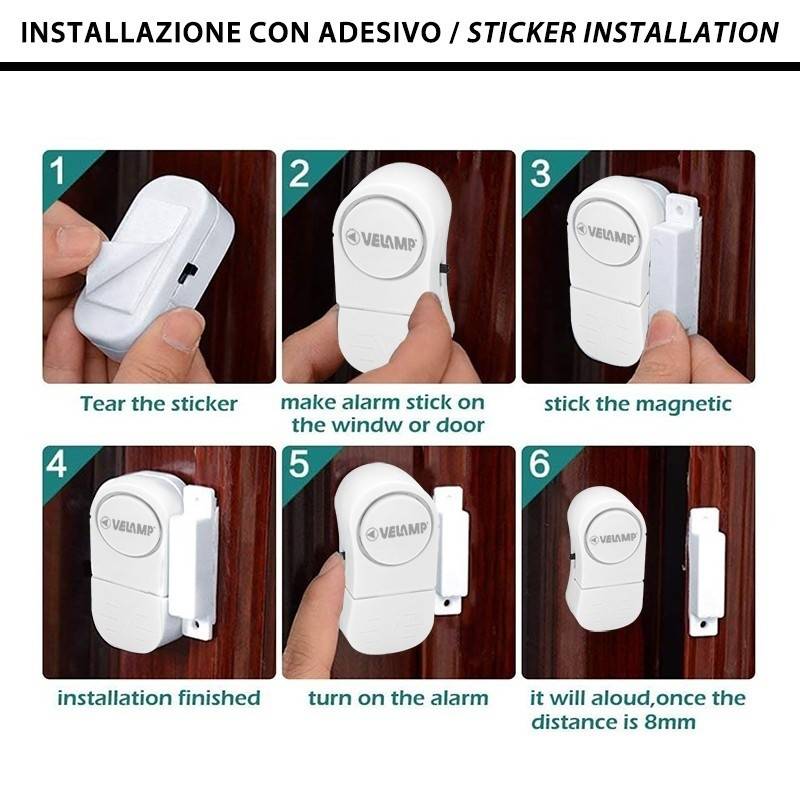 Set 4 alarme magnetice pentru usi si geamuri