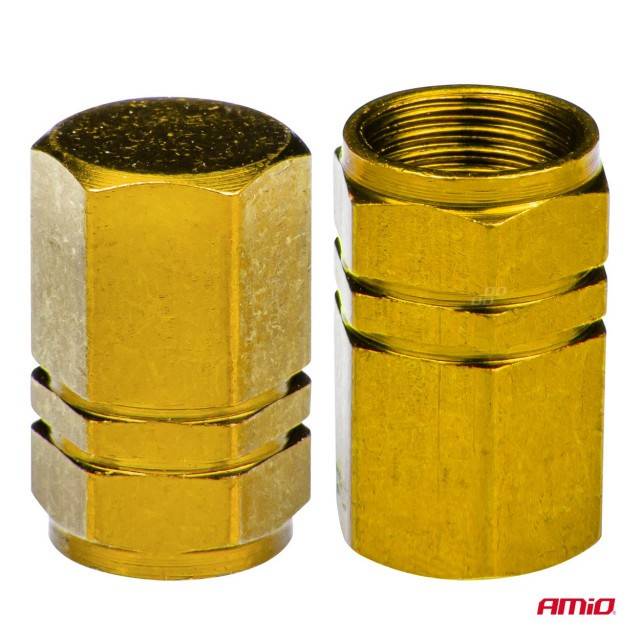 Set 4 buc capac valva ventil aluminiu galben AMIO