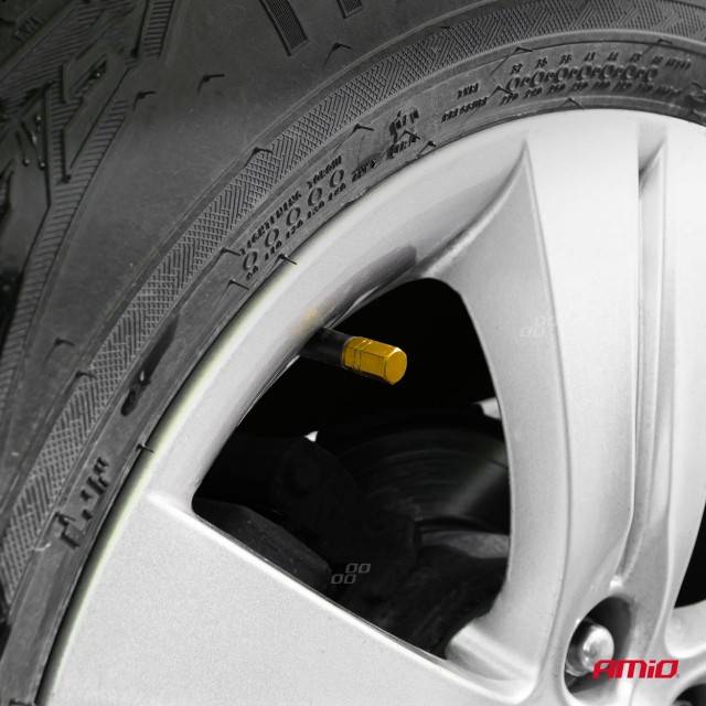 Set 4 buc capac valva ventil aluminiu galben AMIO
