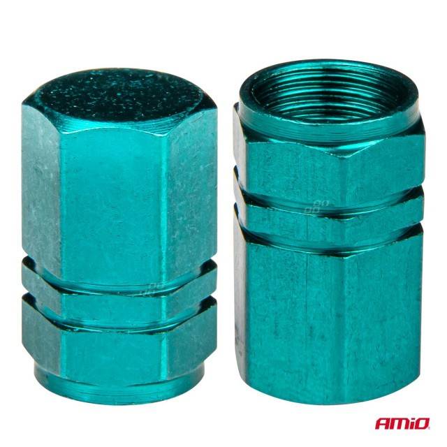 Set 4 buc capac valva ventil aluminiu verde AMIO