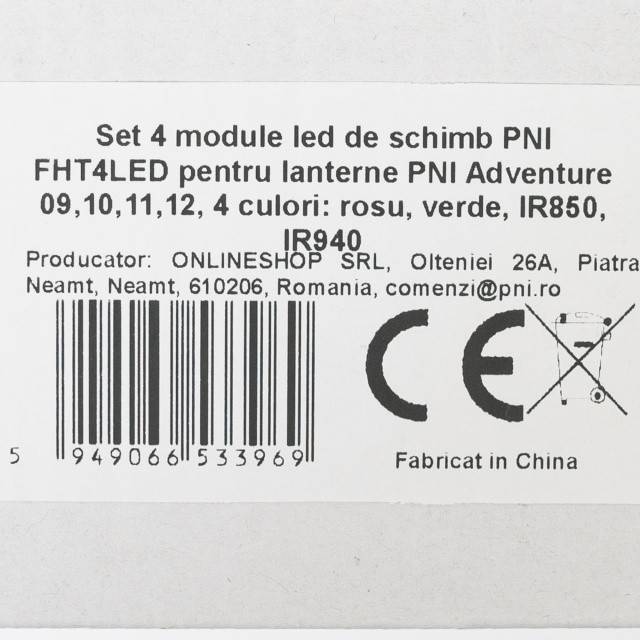 Set 4 module led de schimb PNI FHT4LED pentru lanterne PNI Adventure 09,10,11,12, 4 culori: rosu, verde, IR850, IR940