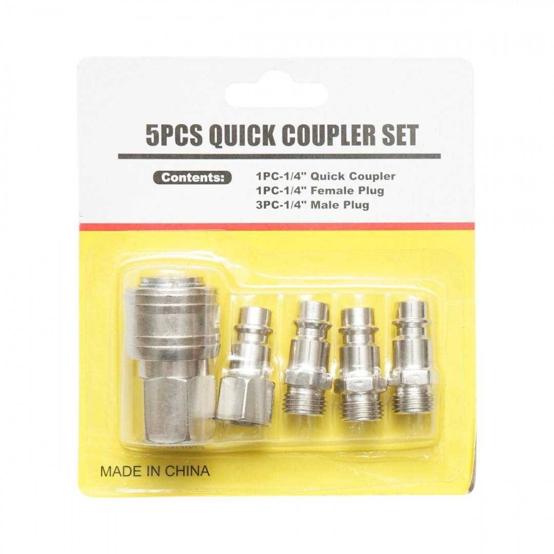 Set 5 cuple rapide 1/4 pentru furtunuri aer comprimat si scule pneumatice