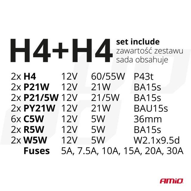 Set becuri si sigurante 30 buc H4+H4
