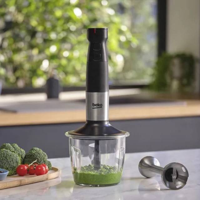 Set blender de mana Beko HBA81762BX, 750W, 12 trepte de viteza +Turbo, 1 l, 5, negru/argintiu