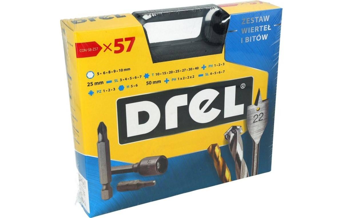 Set burghiu și biți Drel 57 buc.