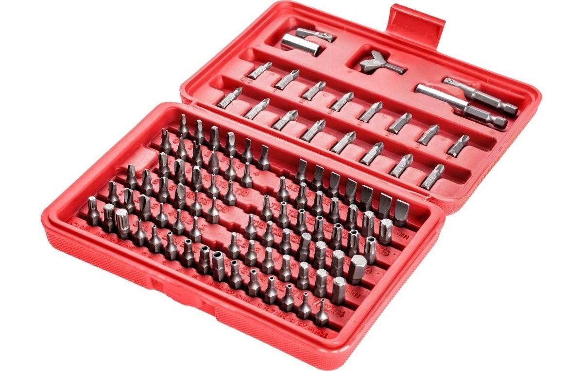 Set de biți de șurubelniță Drel cu suport magnetic CrV, 100 buc.