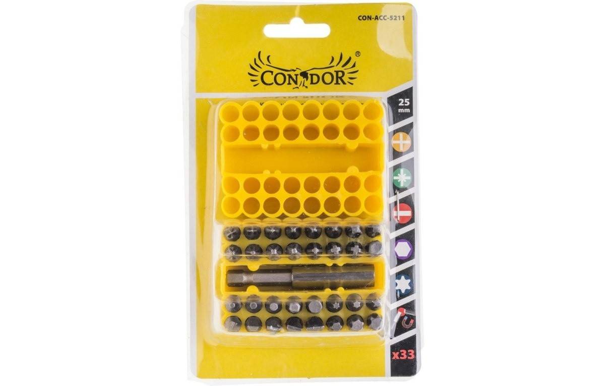 Set de biți de șurubelniță Drel cu suport magnetic CrV, 33 buc.