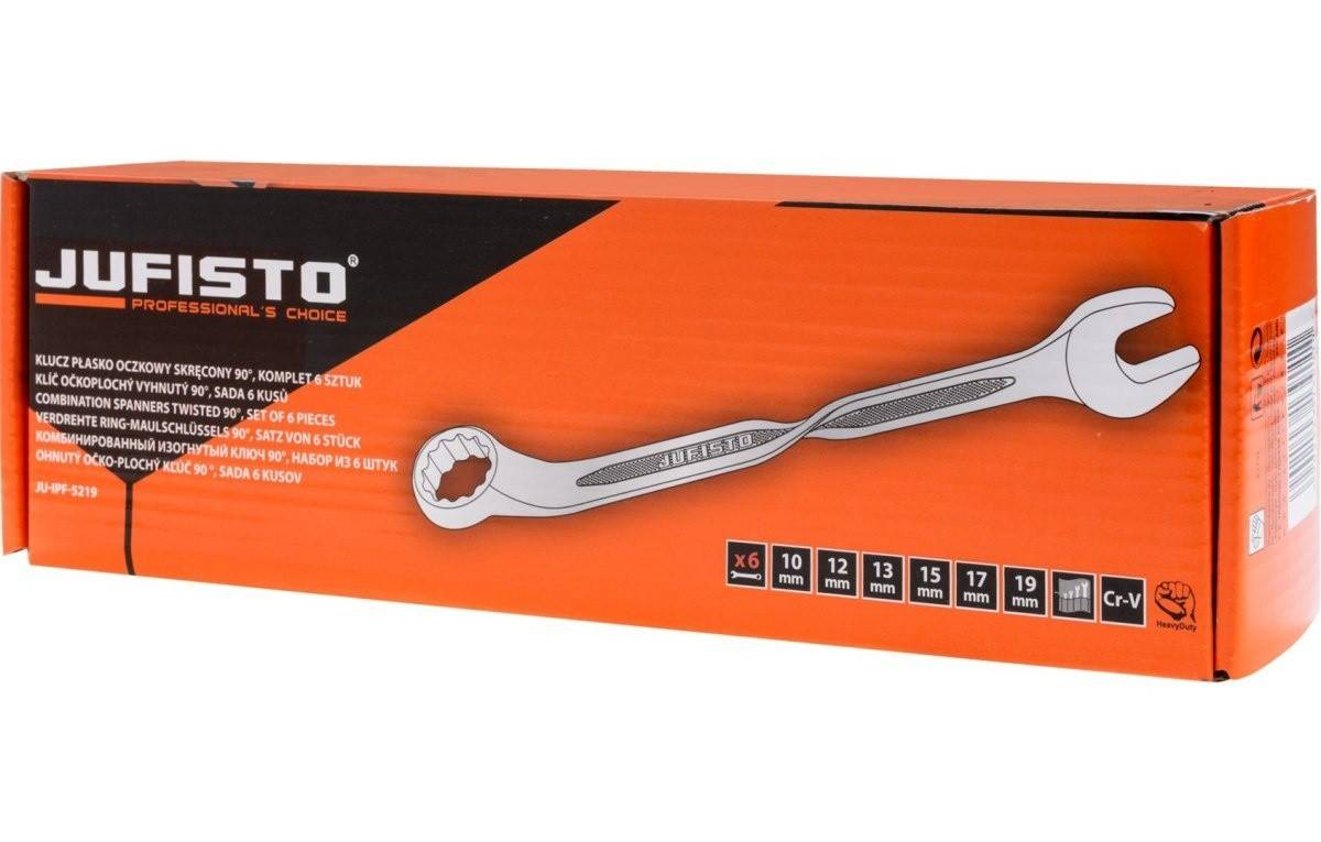 Set de chei fixe cu cap fix răsucite la 90° Jufisto, 10-19 mm, 6 buc.