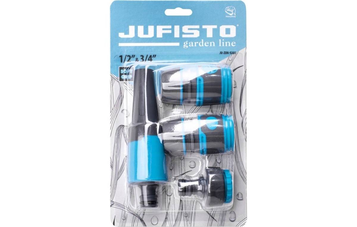 Set Jufisto cu aspersor drept, conectori rapizi, racord robinet, 1/2