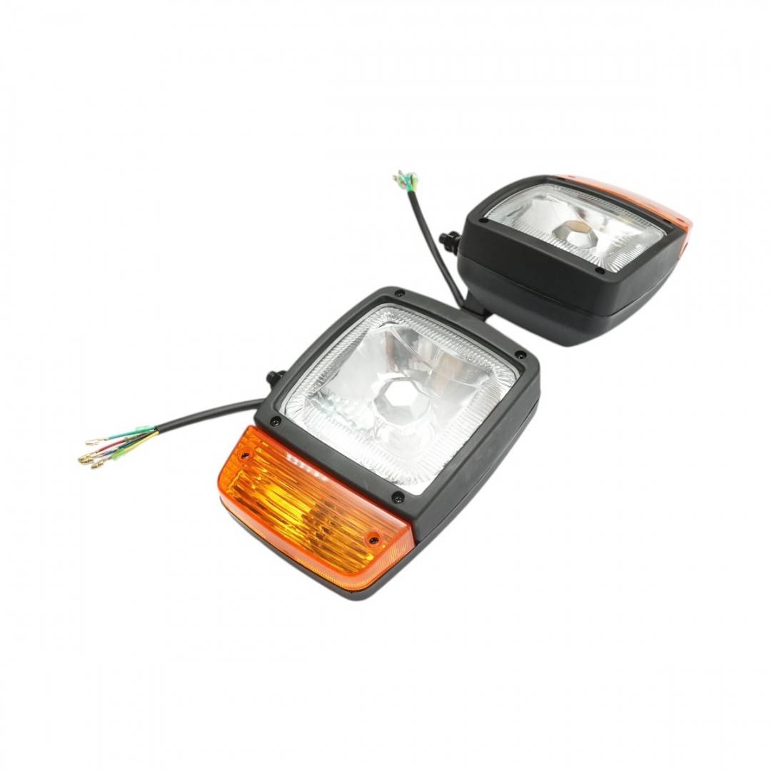 Set lampi fata cu semnalizare stanga/dreapta 12/24V pentru JCB 3CX, 3DX cod OEM 700/50055, 700/50056, 700/50119, 700/38400