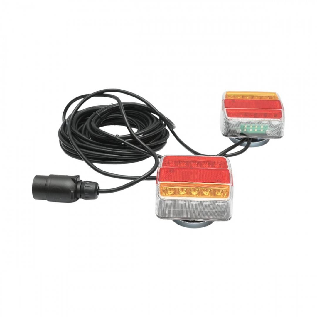Set lampi LED magnetice 12V pentru remorca, fisa 7 pini, cablu stopuri 2.5m, cablu fisa 7.5m Breckner Germany