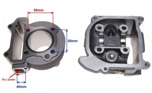 Set motor + chiulasa scuter 4T 80cc GY6