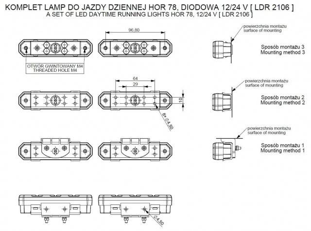 Set Proiectoare-Lumini de zi tip DRL HORPOL
