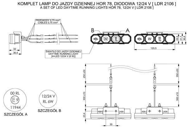 Set Proiectoare-Lumini de zi tip DRL HORPOL