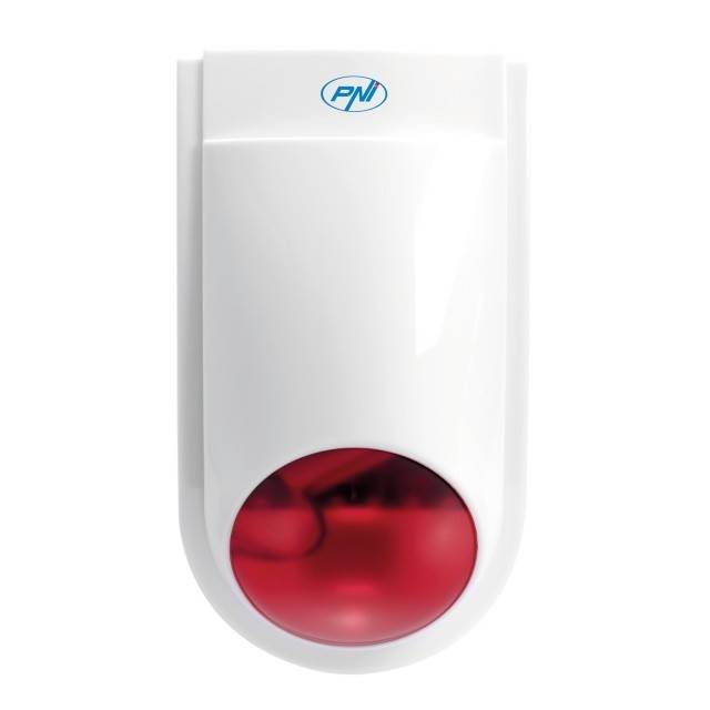 Sirena de exterior wireless PNI SafeHouse HS007, 110dB cu acumulator pentru sistemul de alarma wireless PNI SafeHouse PNI HS600 si HS650