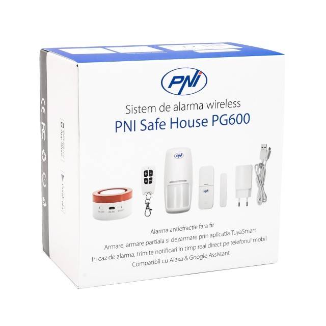 Sistem de alarma wireless PNI Safe House PG600, sistem inteligent de securitate pentru casa, conectare wireless, alarma antiefractie, alarma fara