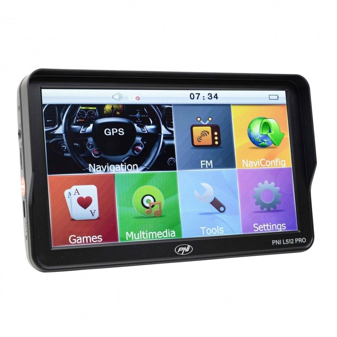 Sistem de navigatie GPS PNI L512 PRO cu parasolar, 7 inch, 800 MHz, 512MB DDR, harta Full Europe inclusa