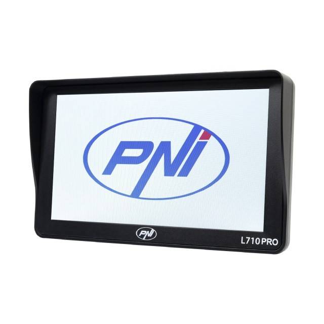 Sistem de navigatie GPS PNI L710 PRO cu parasolar, 7 inch, 800 MHz, 256MB DDR, 16GB memorie interna, FM transmitter, cu doua alimentatoare auto