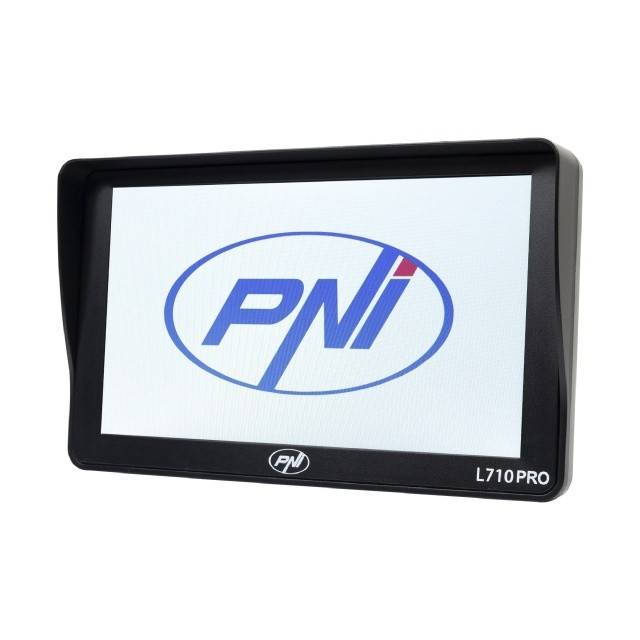 Sistem de navigatie GPS PNI L710 PRO cu parasolar, 7 inch, 800 MHz, 256MB DDR, 16GB memorie interna, FM transmitter, cu doua alimentatoare auto