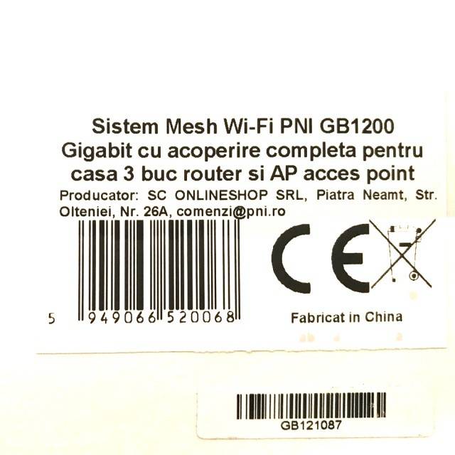 Sistem Mesh Wi-Fi PNI GB1200 Gigabit cu acoperire completa pentru casa 3 buc router si AP acces point