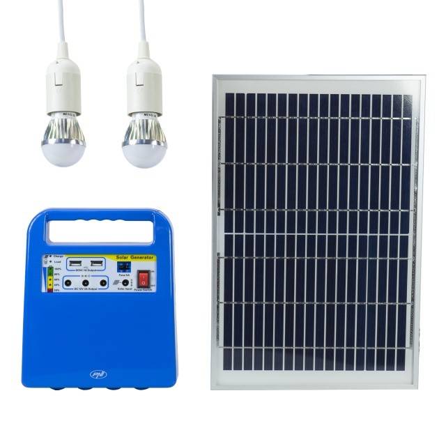 Sistem solar fotovoltaic PNI GreenHouse H01 30W cu acumulator 12V/7Ah, USB/Radio/MP3, 2 becuri LED