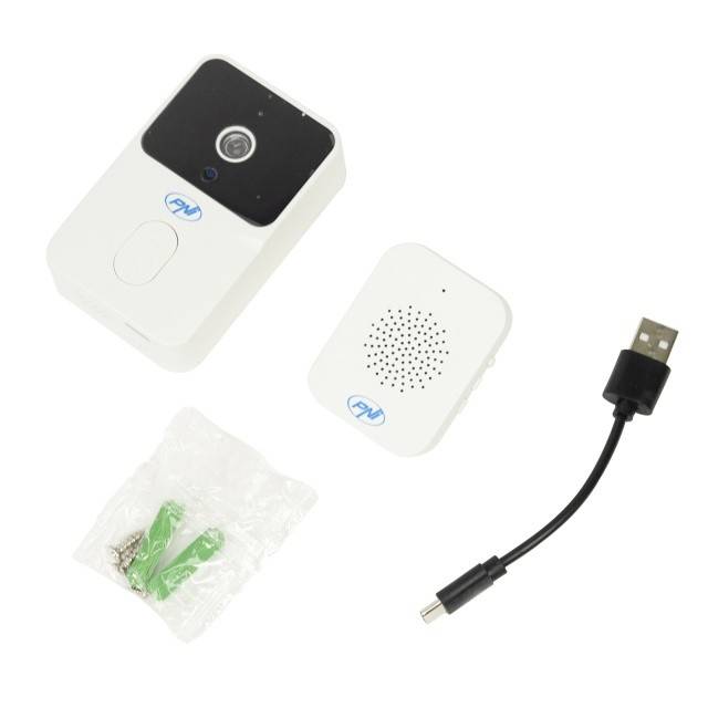 Sonerie video PNI Safe House IDB12, WiFi, vizibilitate noctura, IP54, acumulator incorporat, control din aplicatia Tuya