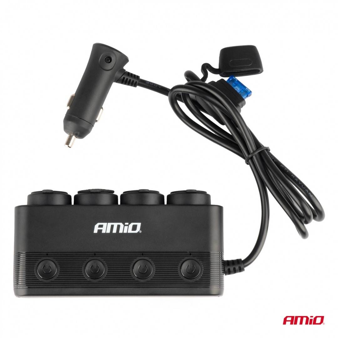 Spliter bricheta 2xUSB, 12-24V, 216W, 4 butoane control On-Off LED, 1xUSB-A QC3.0 si 1xUSB-C PD30W