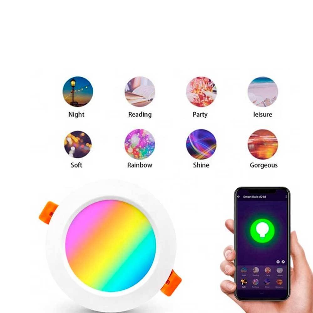 Spot LED inteligent PNI SafeHome PT58RC WiFi, incastrabil, tavan, RGBW, 7W, 600 lm, lumina/culoare reglabila prin internet, Aplicatie Tuya Smart,