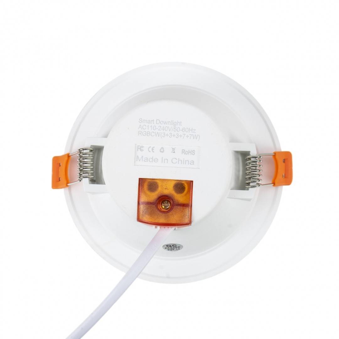 Spot LED inteligent PNI SafeHome PT58RC WiFi, incastrabil, tavan, RGBW, 7W, 600 lm, lumina/culoare reglabila prin internet, Aplicatie Tuya Smart,
