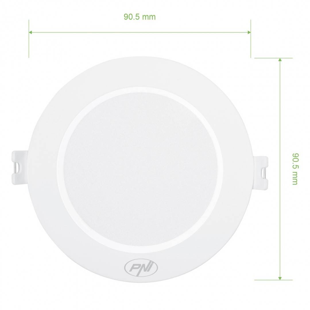 Spot LED PNI D-Light CL2503 3W, incastrabil, rotund 9 cm, 6400K, alimentare 230V, 330 lm, alb rece